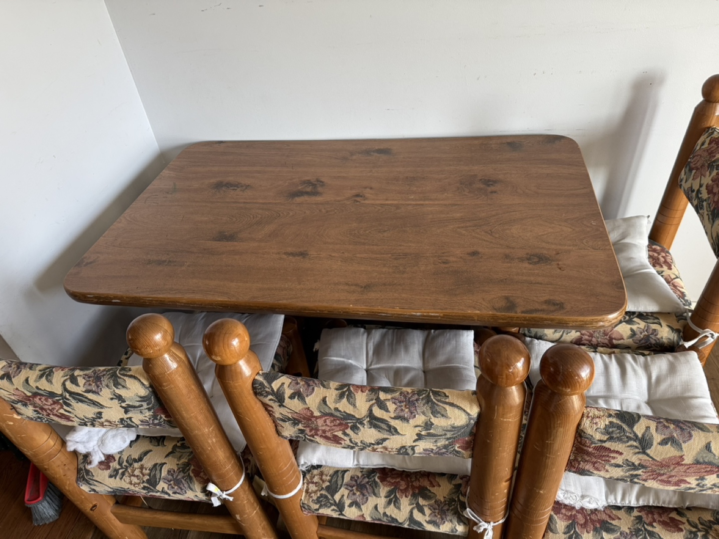 Small Wooden Dining Table Set with Four Chairs