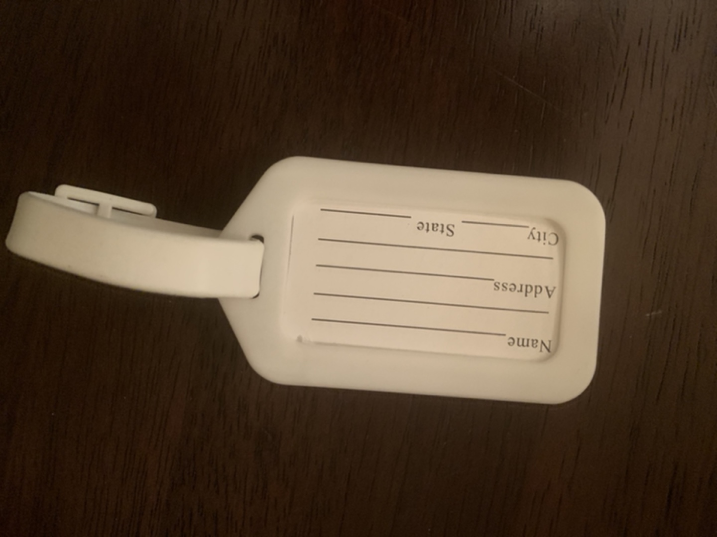White Plastic Luggage Tag