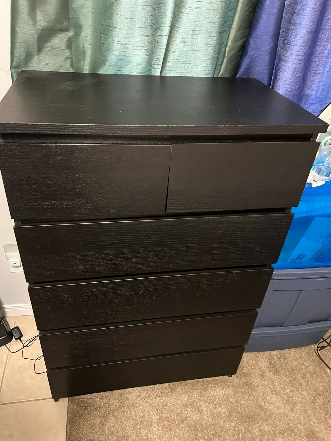 IKEA MALM Black-Brown 6-Drawer Chest image indicator(2)