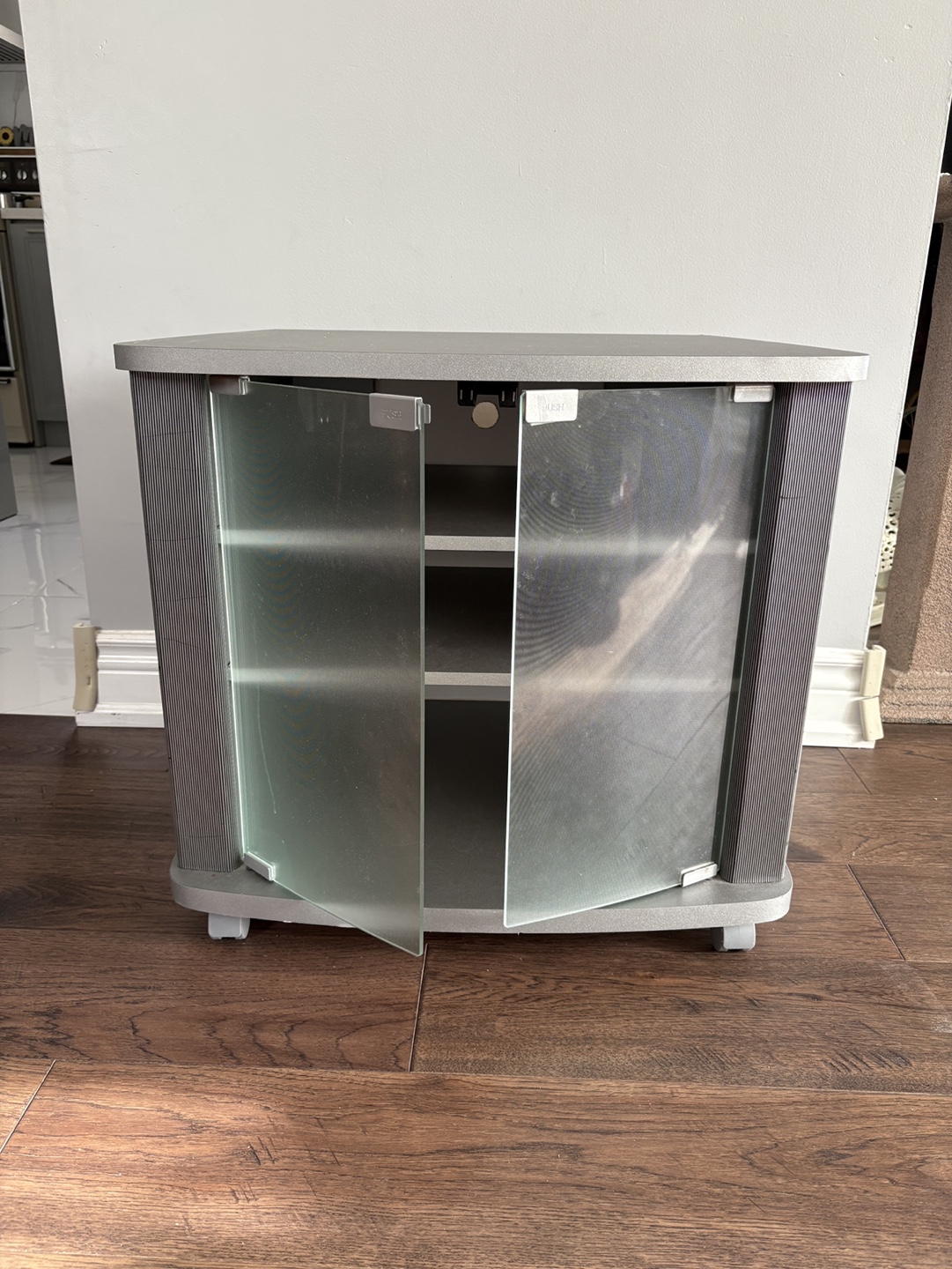 Corner TV Stand with Glass Doors