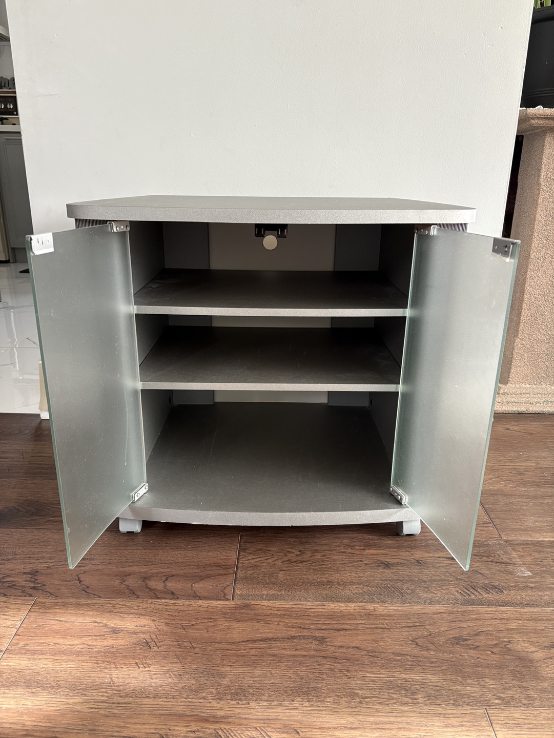 Corner TV Stand with Glass Doors - photo 2