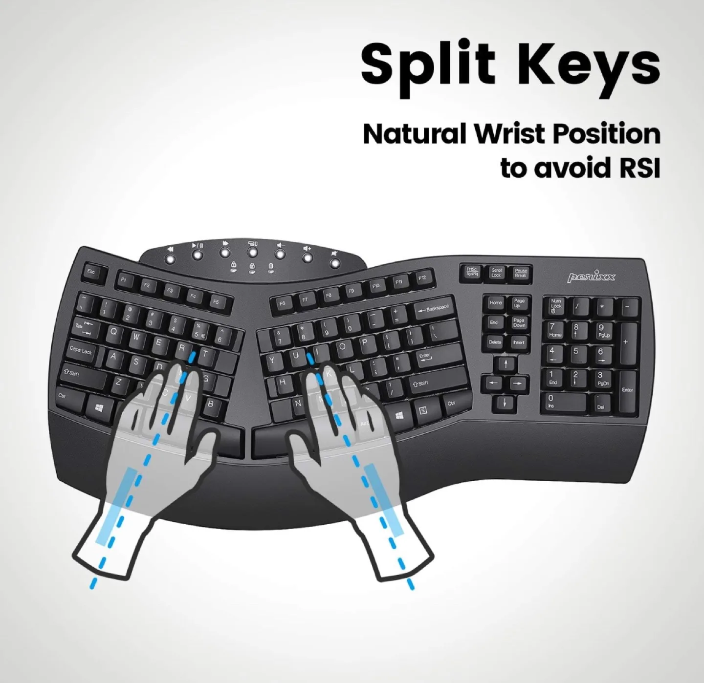 Perixx Periboard-612B Wireless Ergonomic Split Keyboard image indicator(3)