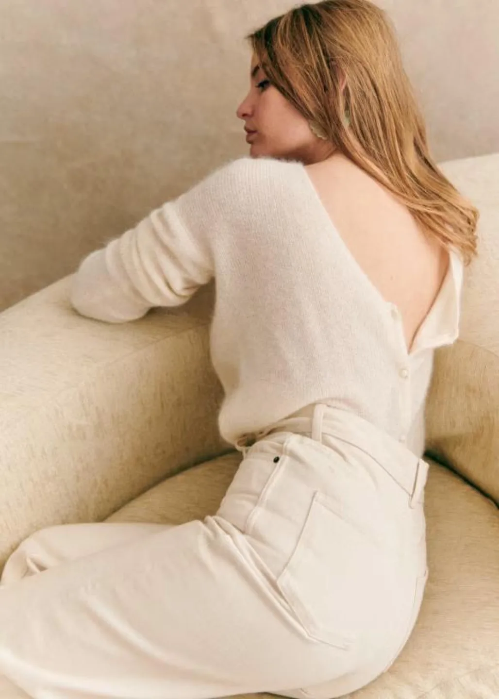 Sezane Barry Mohair and Alpaca Ecru Cardigan FR 34 US S image indicator(2)