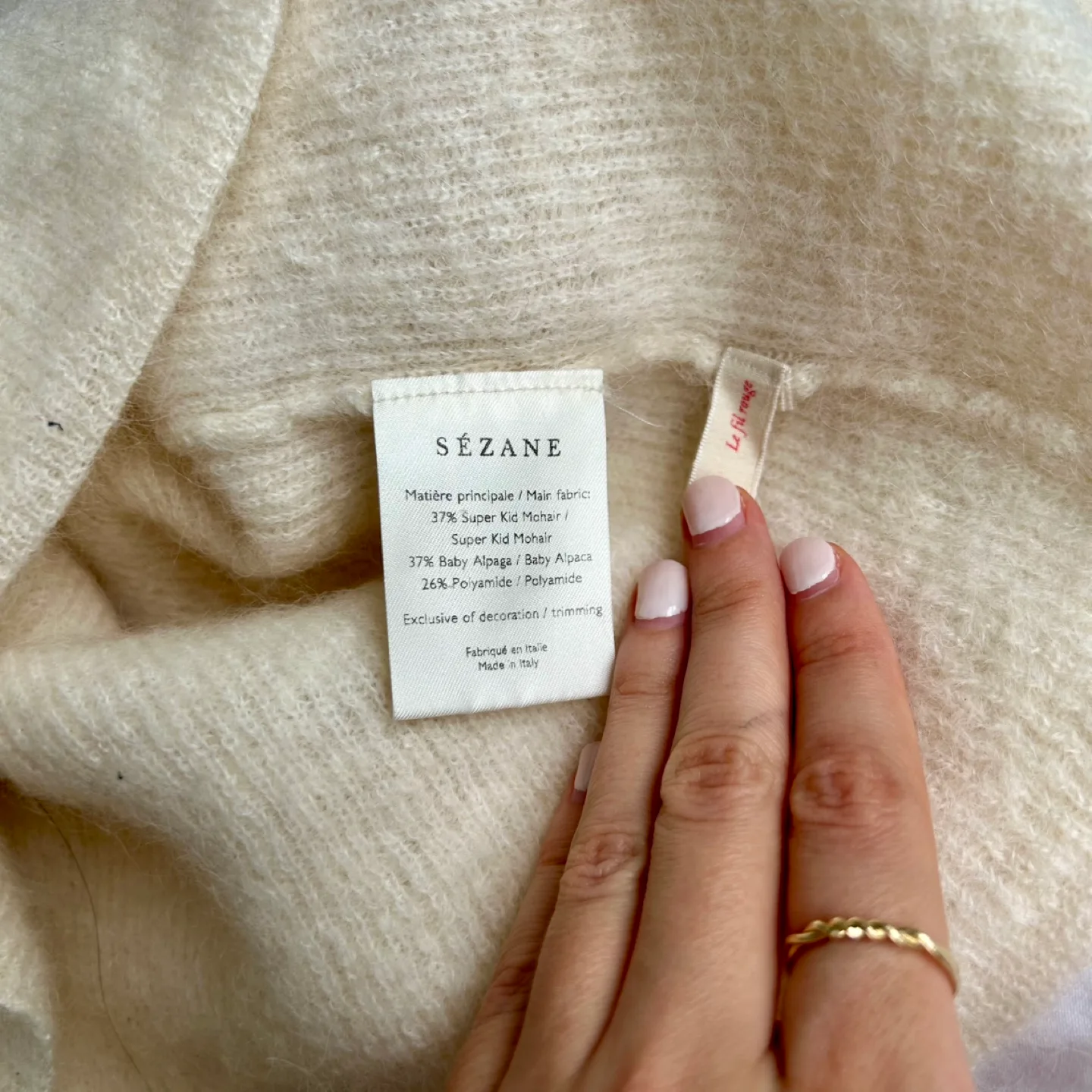 Sezane Barry Mohair and Alpaca Ecru Cardigan FR 34 US S image indicator(9)