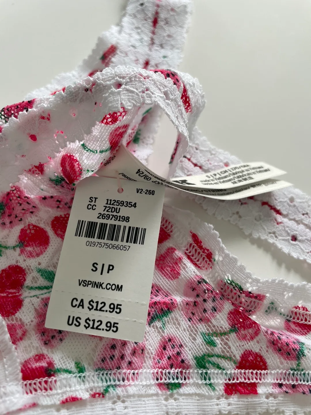 VS PINK Strawberry & Cherry Lace Thong image indicator(4)