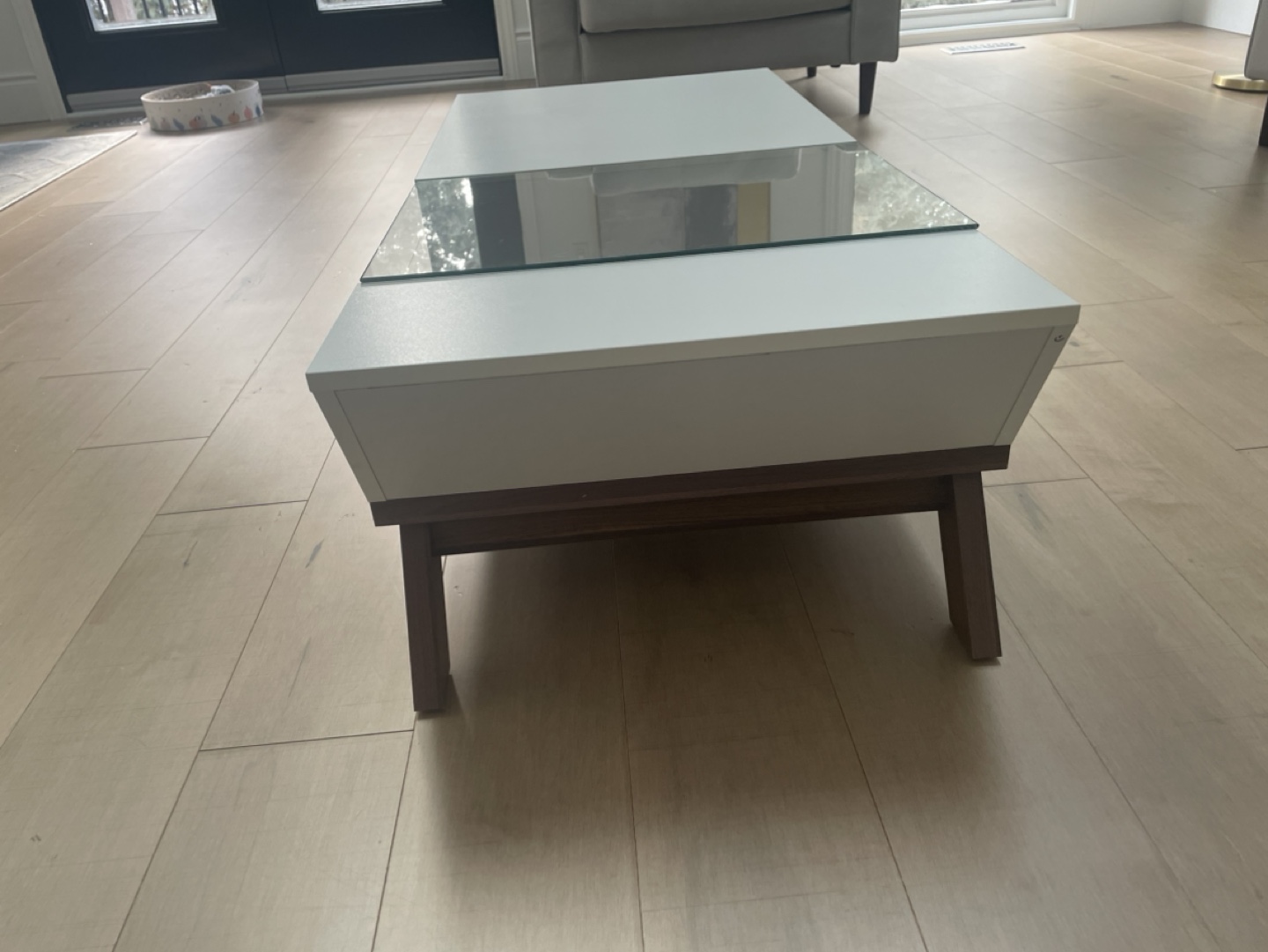 Modern White and Walnut Coffee Table with Lift-Top - photo 2
