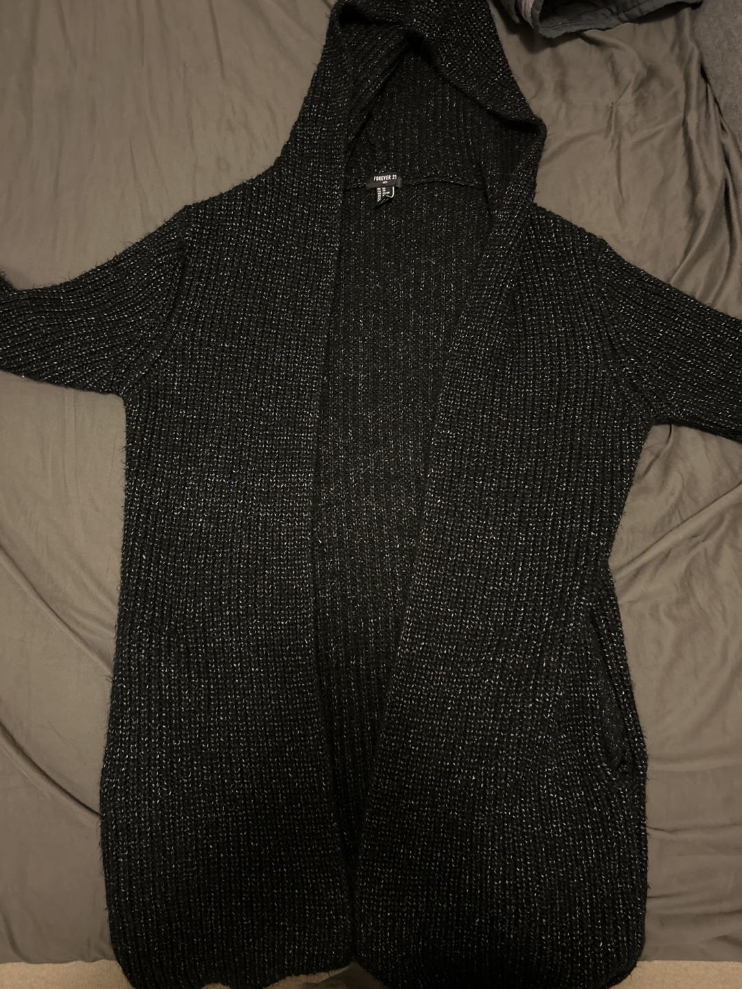 Forever 21 Black Hooded Cardigan