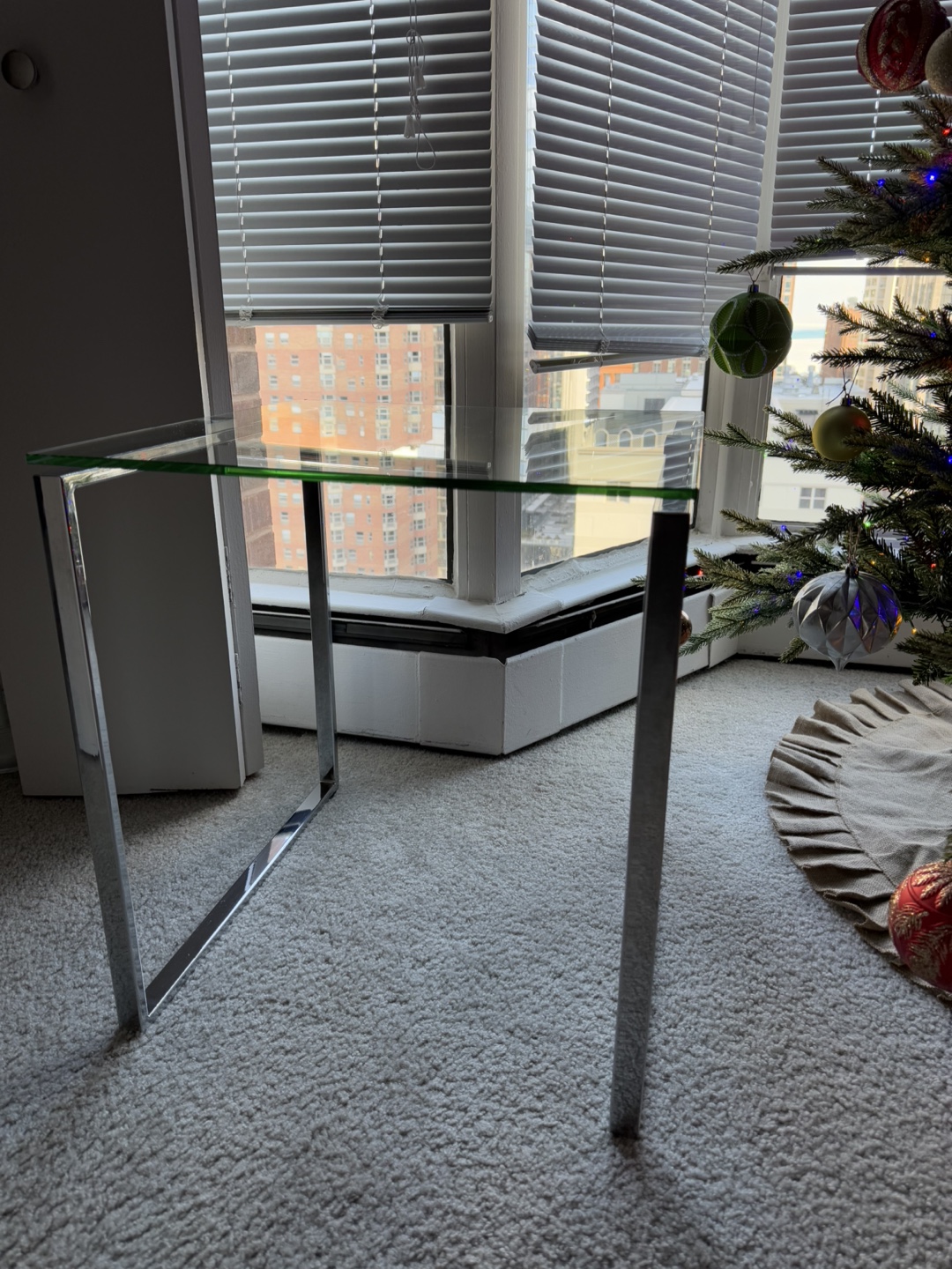 Glass Top Chrome Side Table - photo 3
