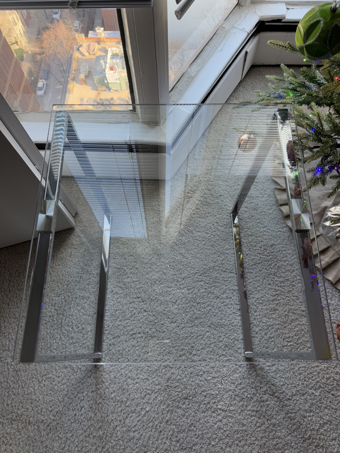 Glass Top Chrome Side Table - photo 2
