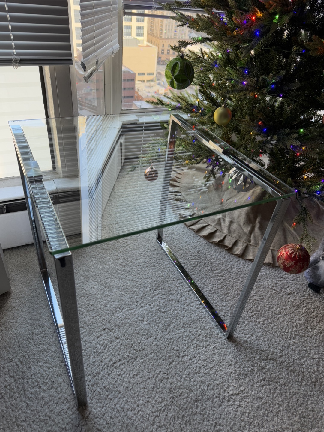 Glass Top Chrome Side Table