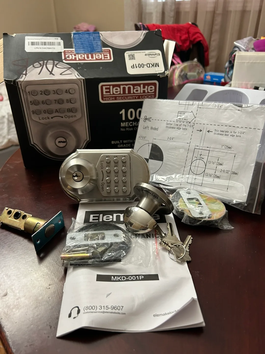 Elemake Keyless Door Lock Deadbolt - number door lock image indicator(2)