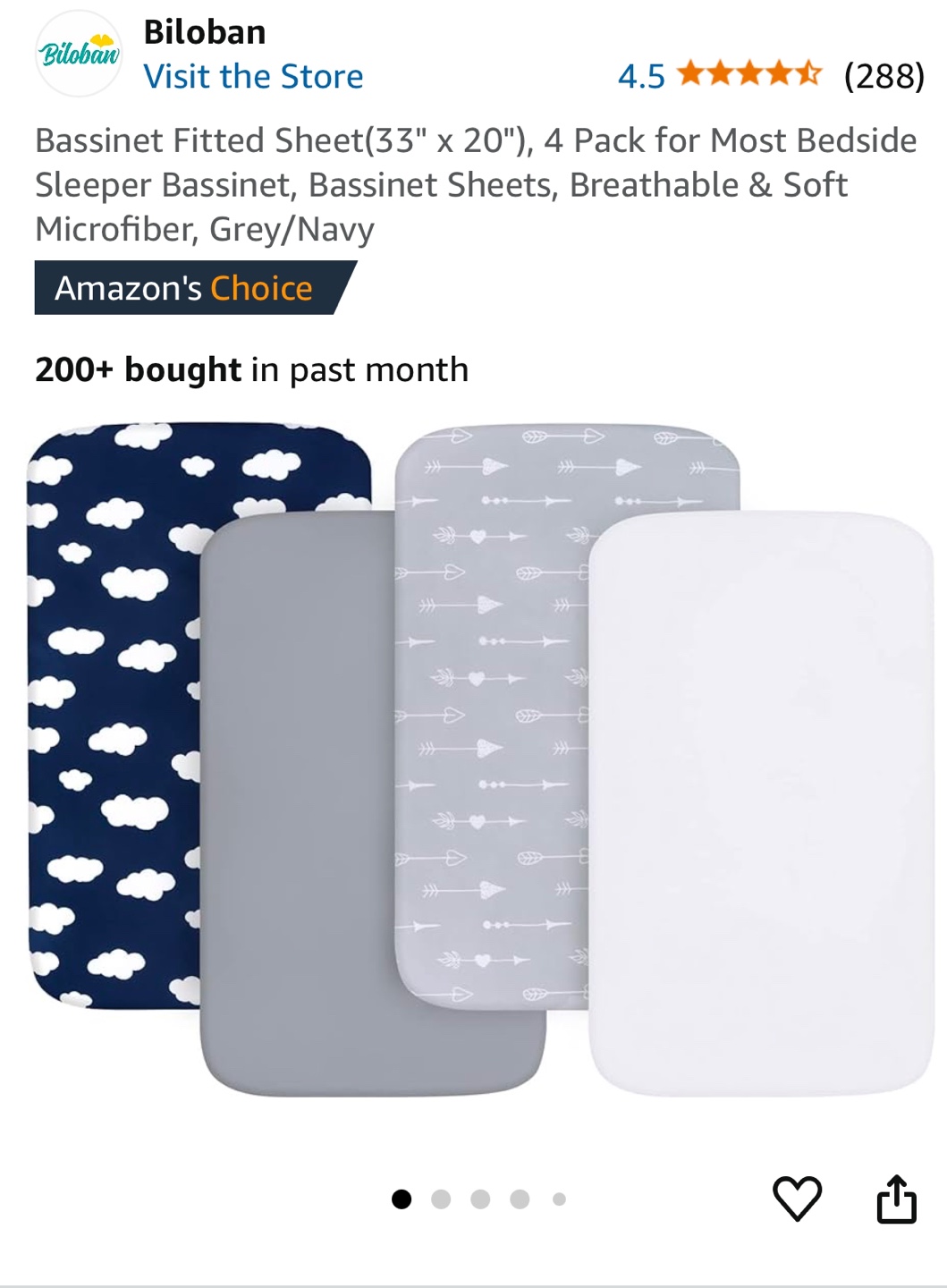 Biloban Bassinet Fitted Sheets - 4 Pack