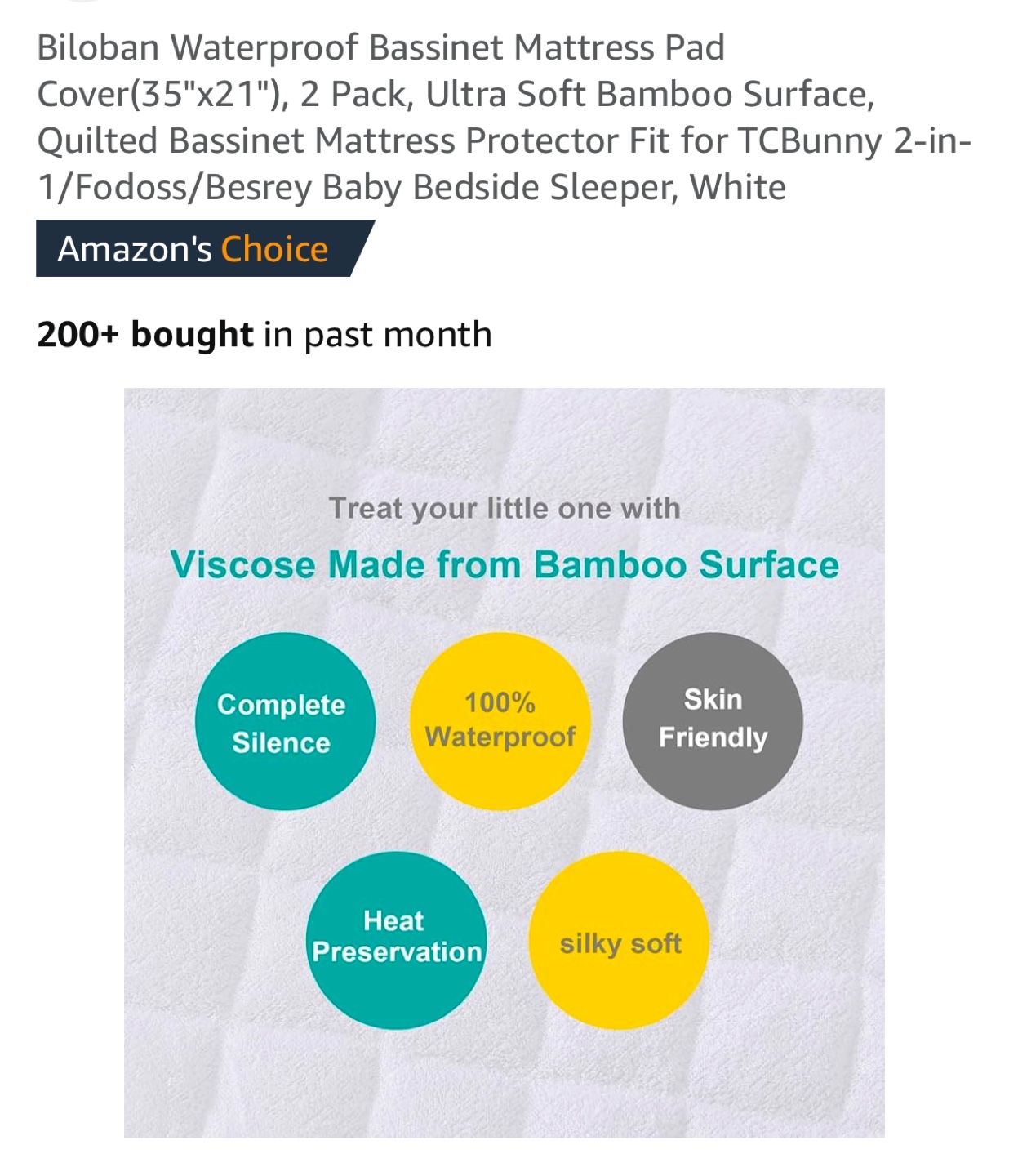 Biloban Waterproof Bassinet Mattress Pad Cover (2 Pack) - photo 4