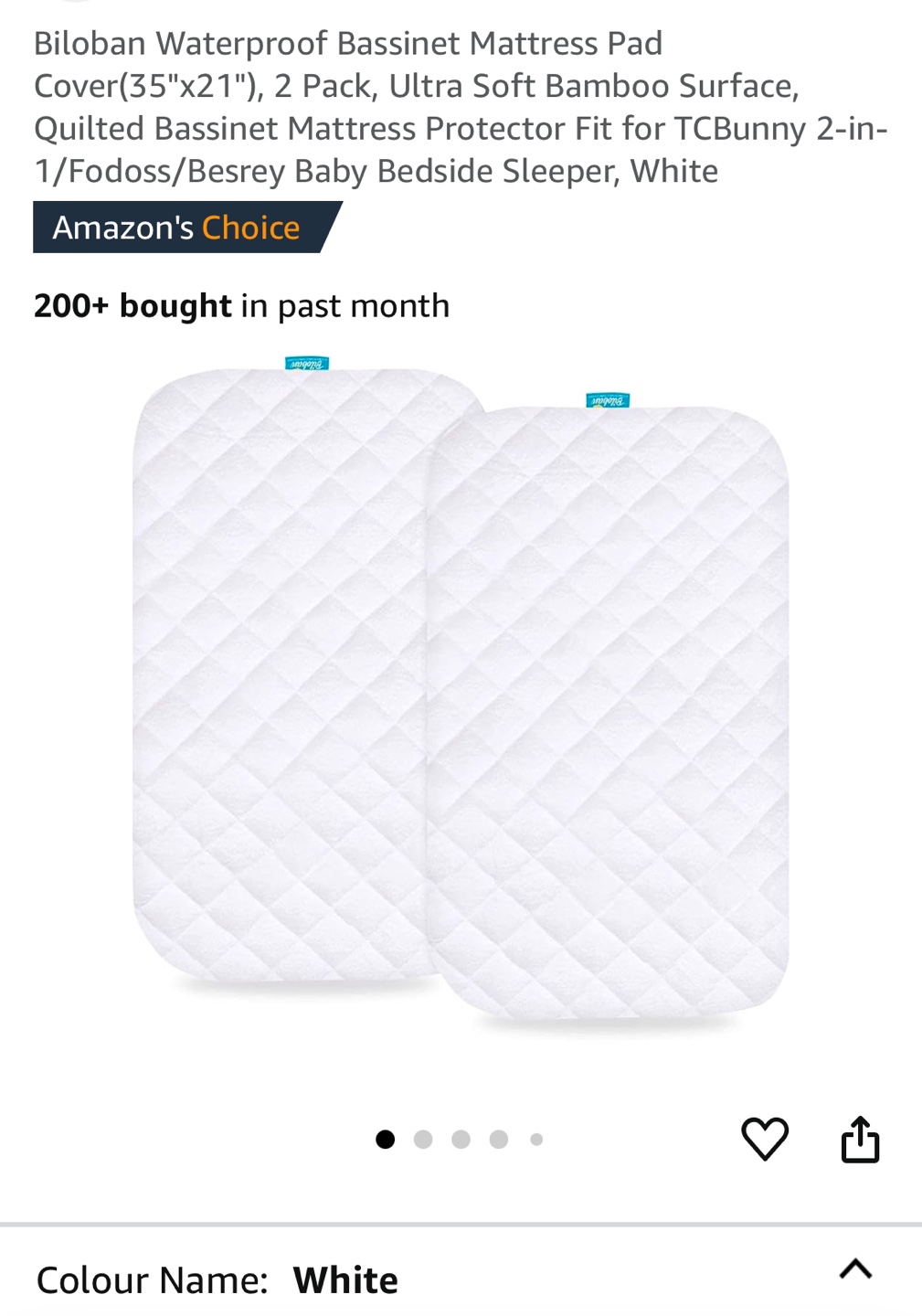 Biloban Waterproof Bassinet Mattress Pad Cover (2 Pack)
