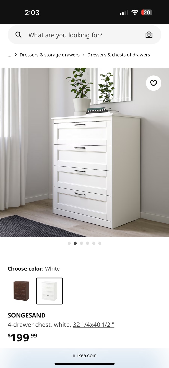 IKEA SONGESAND 4-Drawer Chest - White