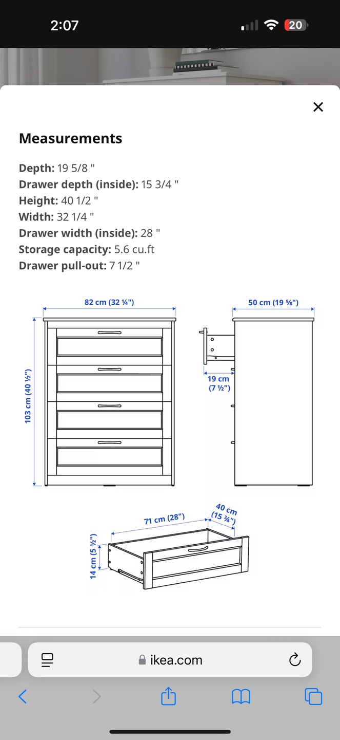 IKEA SONGESAND 4-Drawer Chest - White - photo 2
