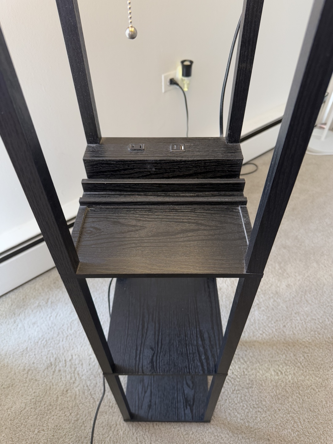 Black Floor Lamp with Built-in Shelves and Outlets - photo 4