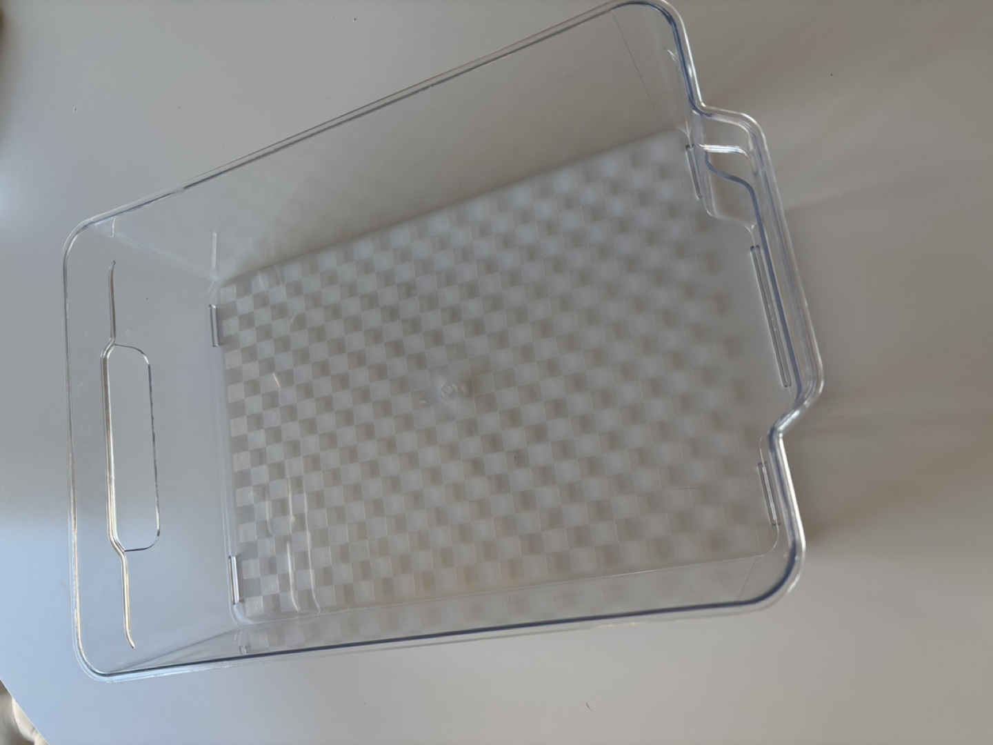 Set of four clear plastic refrigerator bins