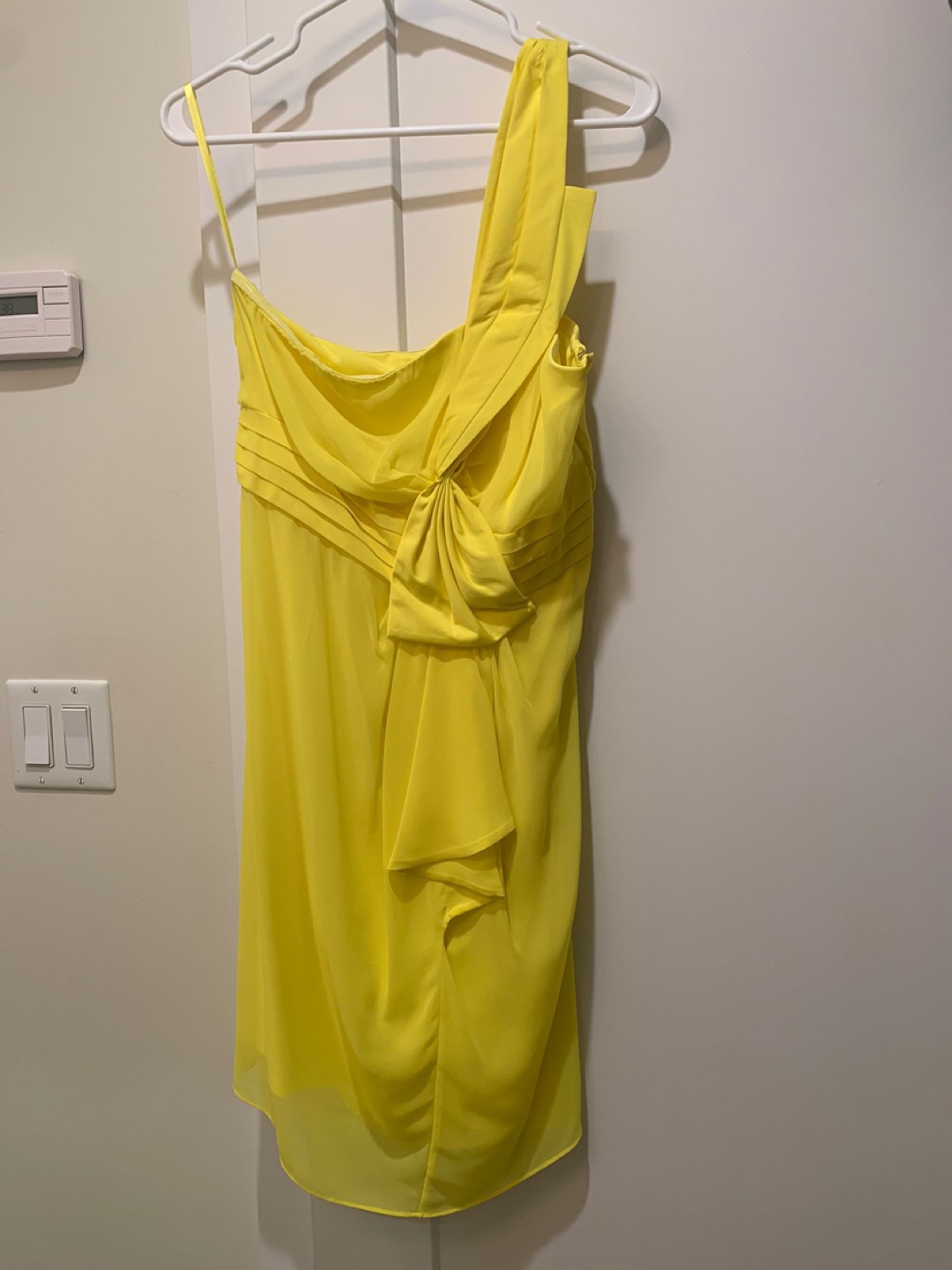 RW&CO. Yellow One-Shoulder Mini Dress