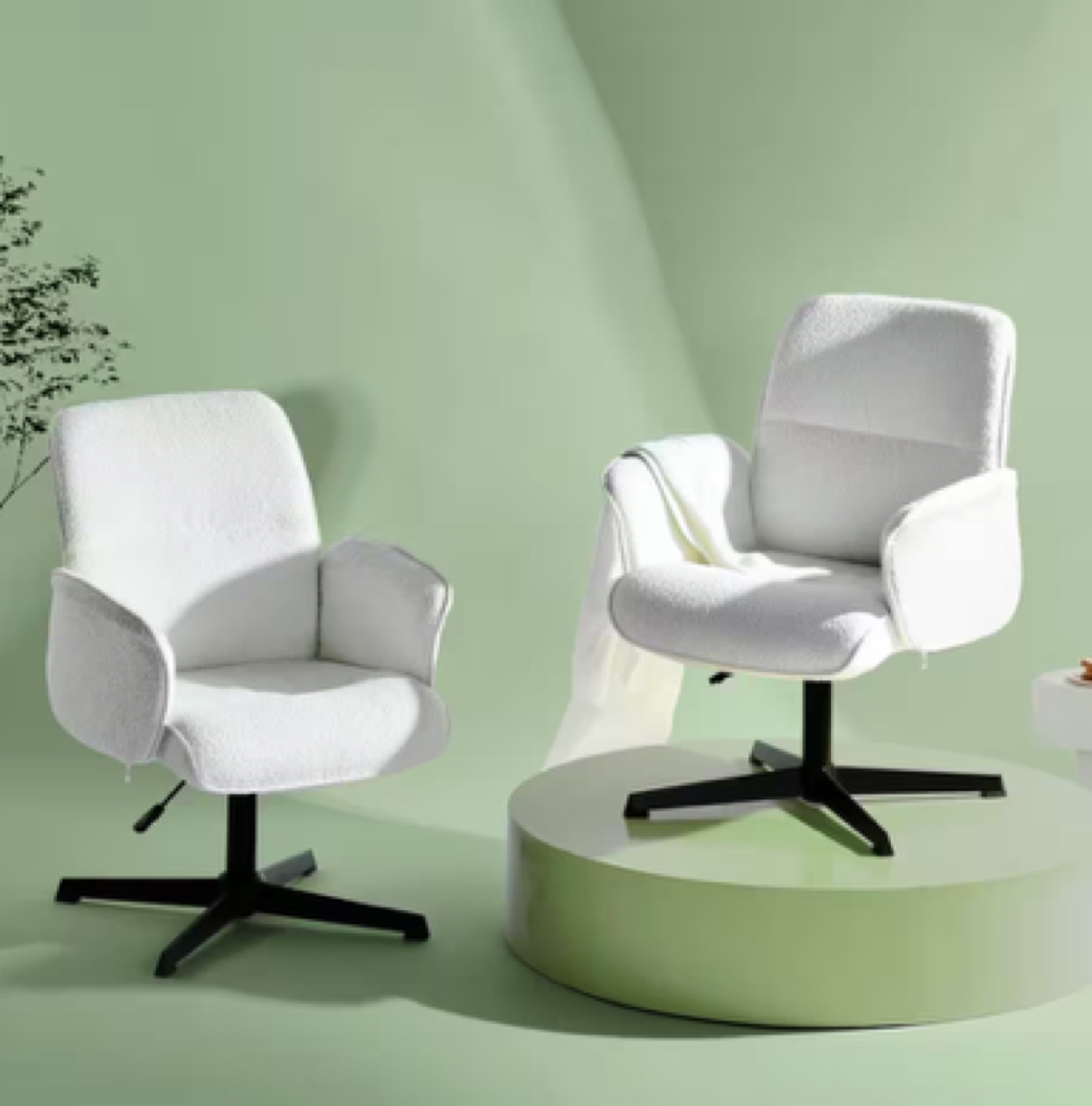 White Swivel Accent Chair - photo 2