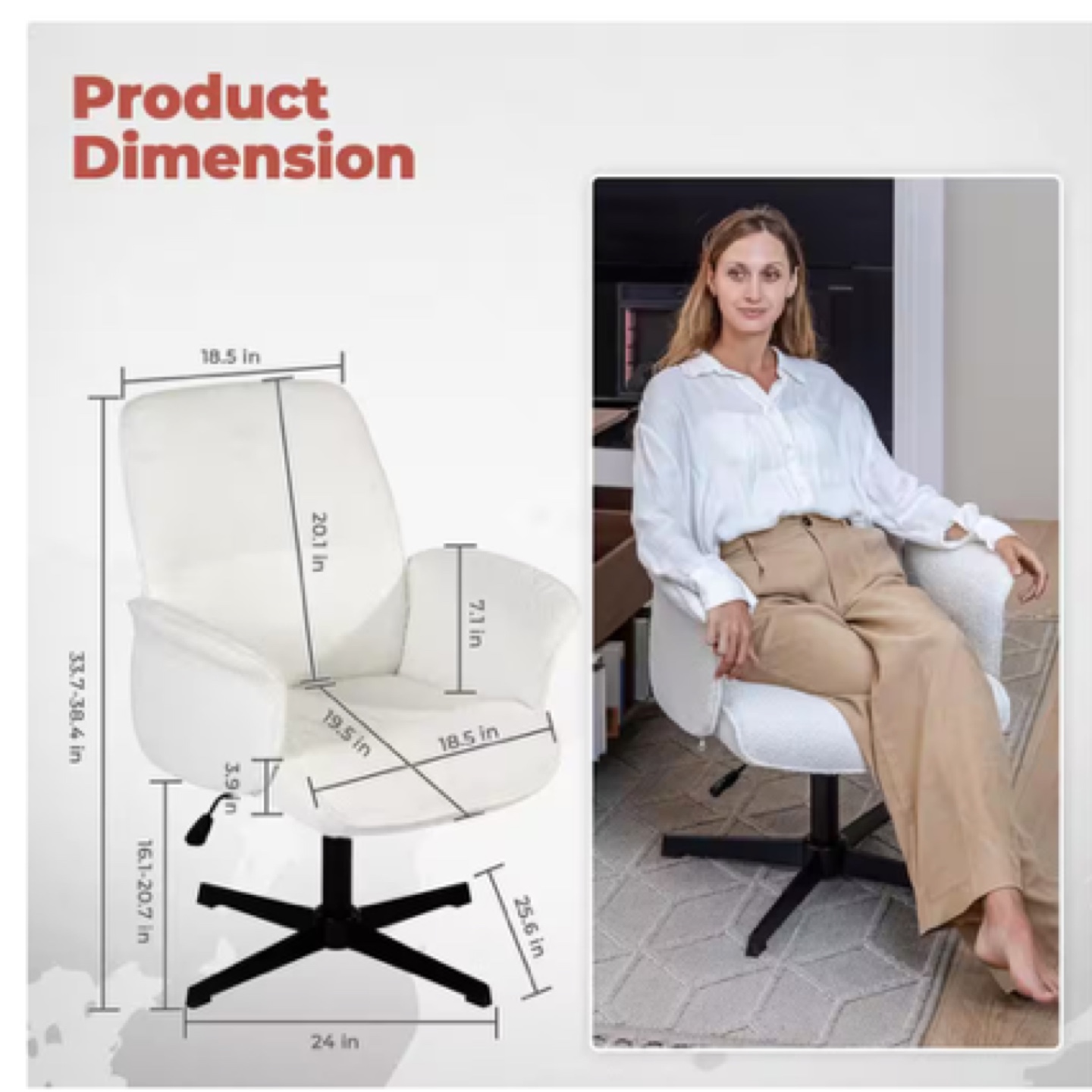 White Swivel Accent Chair - photo 3