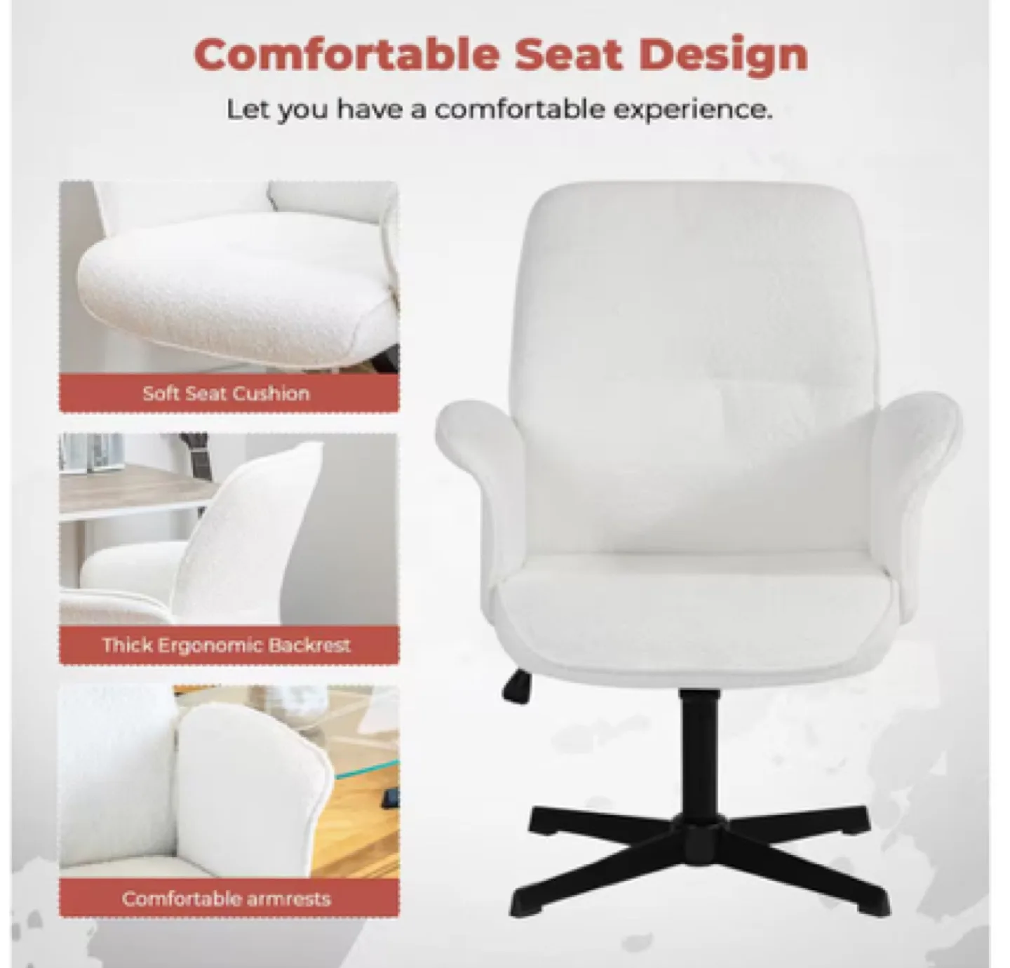 White Swivel Accent Chair image indicator(4)