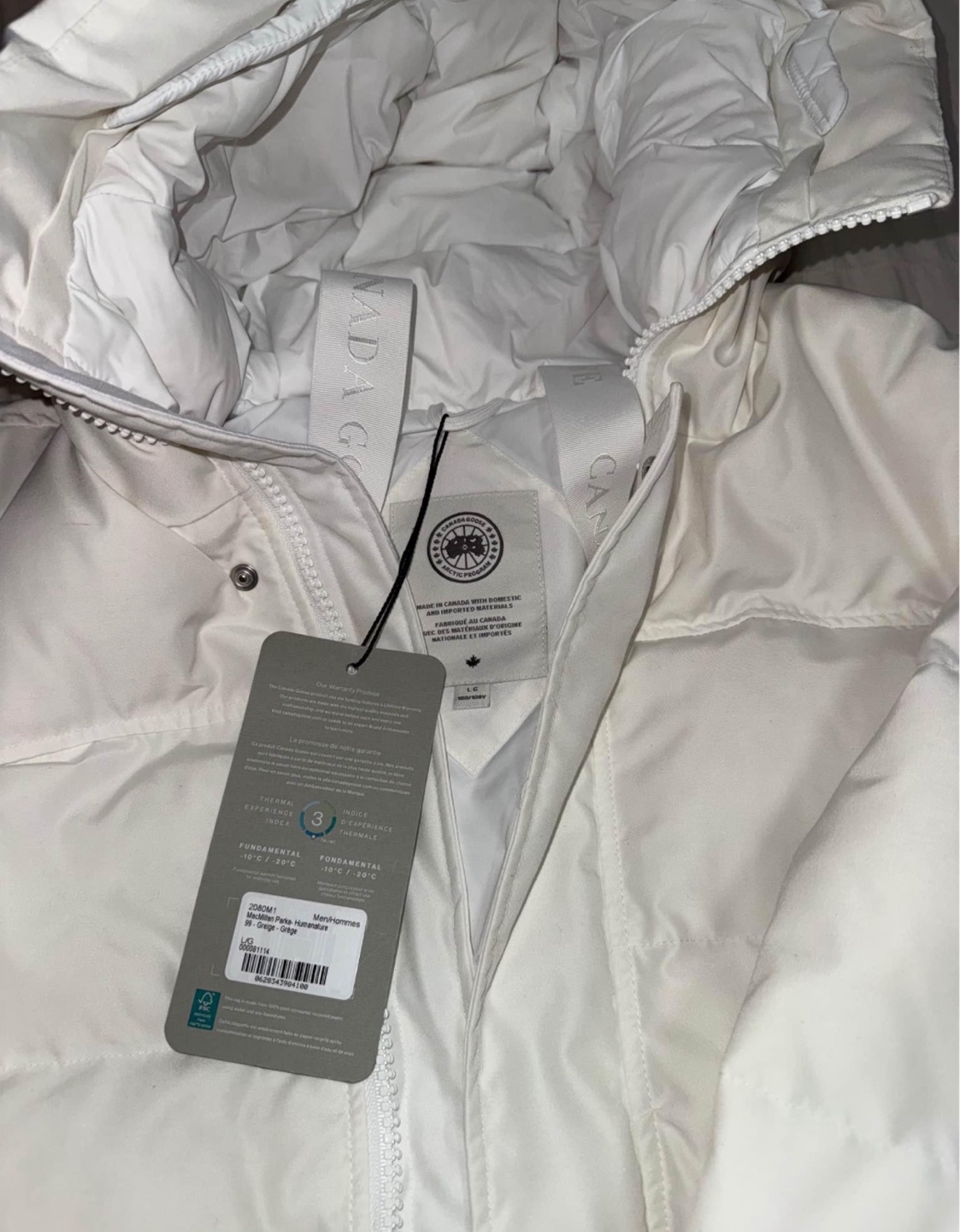 Canada Goose MacMillan Parka Black Label -White - Size L - photo 2