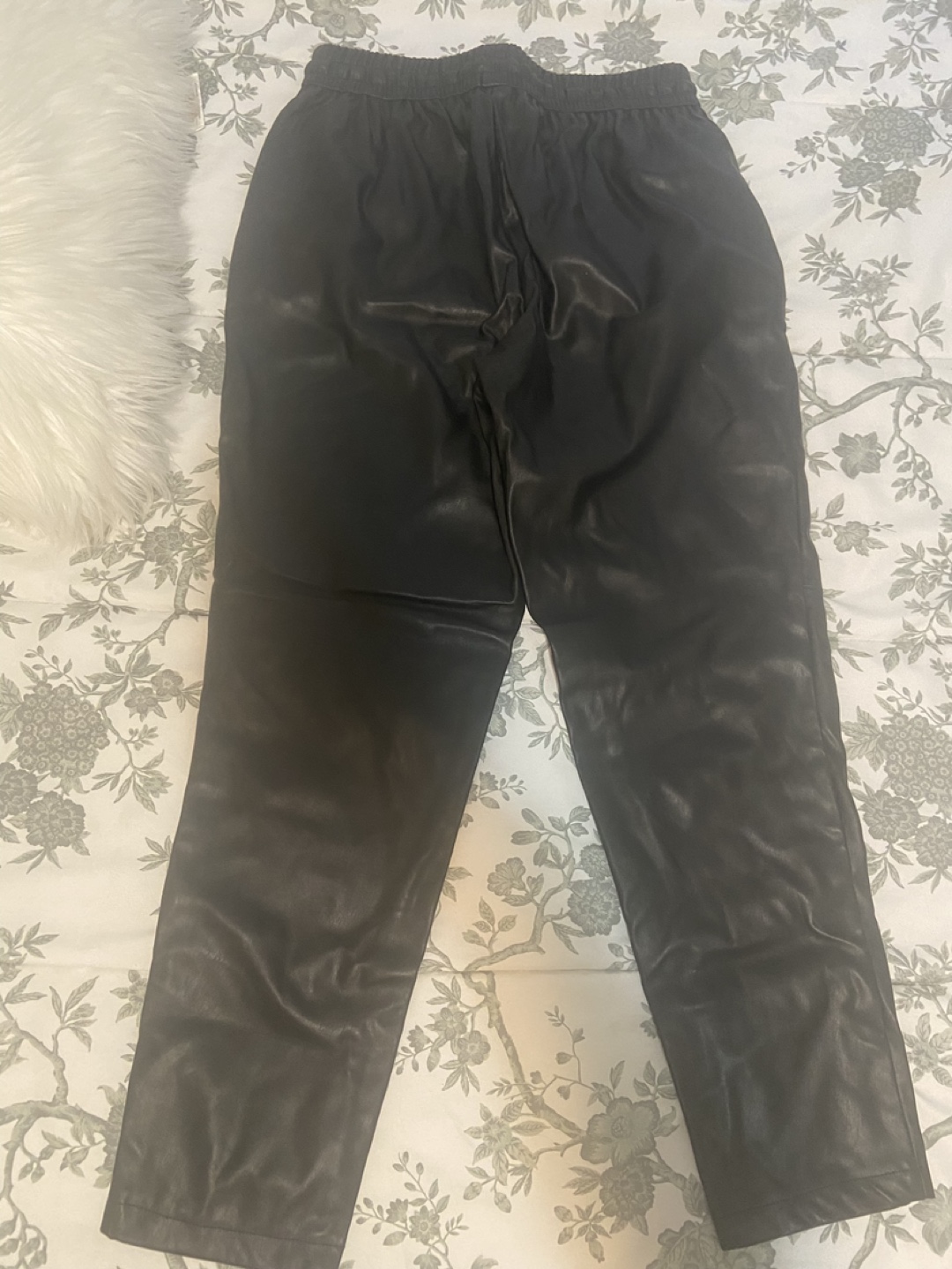 Black Faux Leather Joggers - photo 2