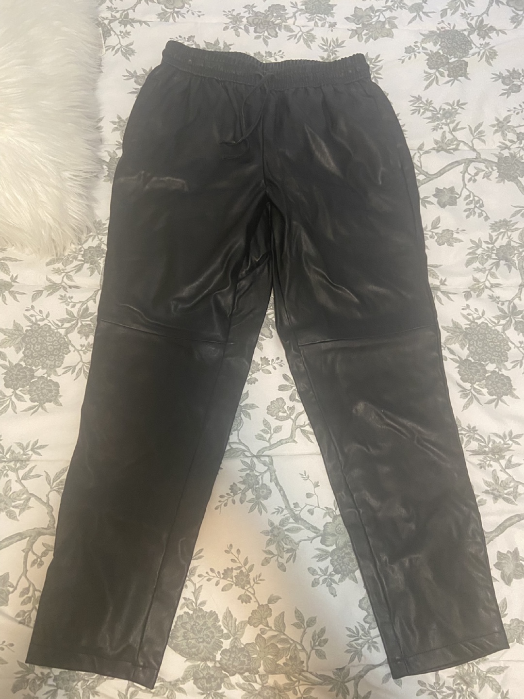 Black Faux Leather Joggers