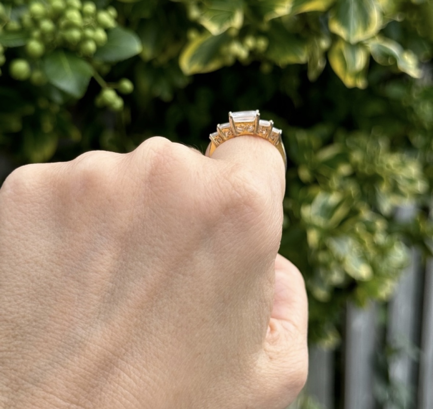 Three-Stone Cubic Zirconia Emerald-Cut Ring - photo 2