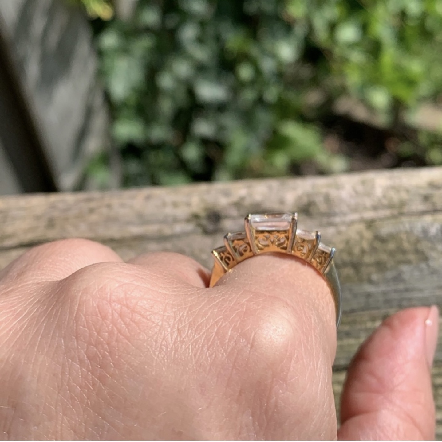 Three-Stone Cubic Zirconia Emerald-Cut Ring - photo 5