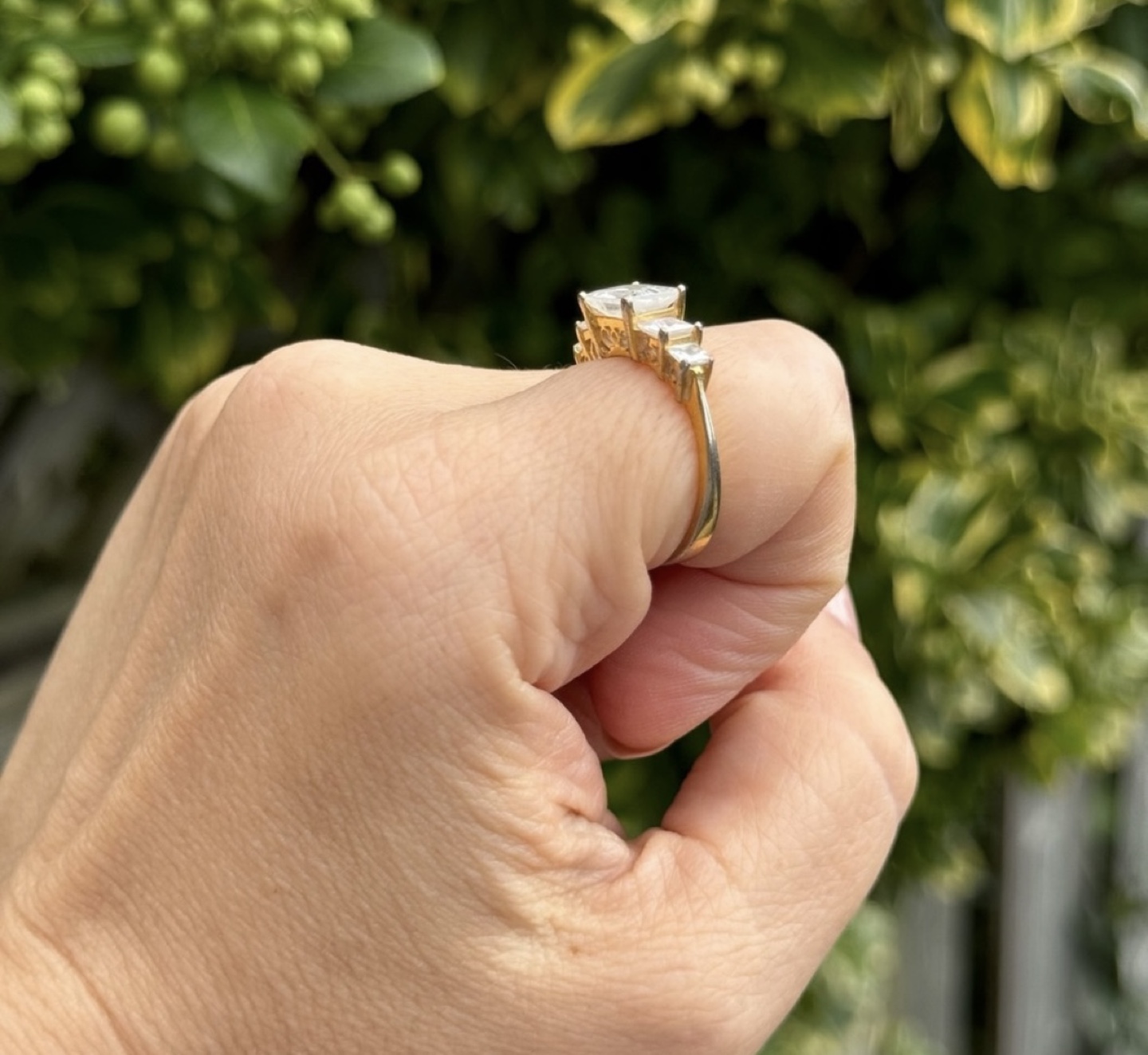 Three-Stone Cubic Zirconia Emerald-Cut Ring - photo 3