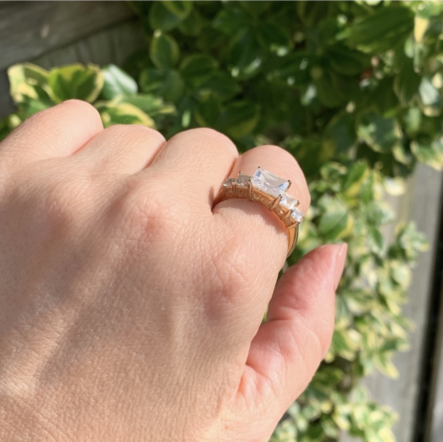 Three-Stone Cubic Zirconia Emerald-Cut Ring - photo 4