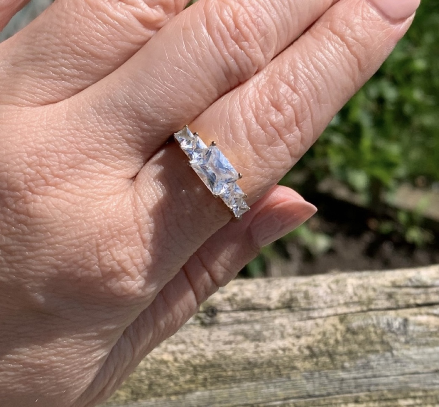 Three-Stone Cubic Zirconia Emerald-Cut Ring