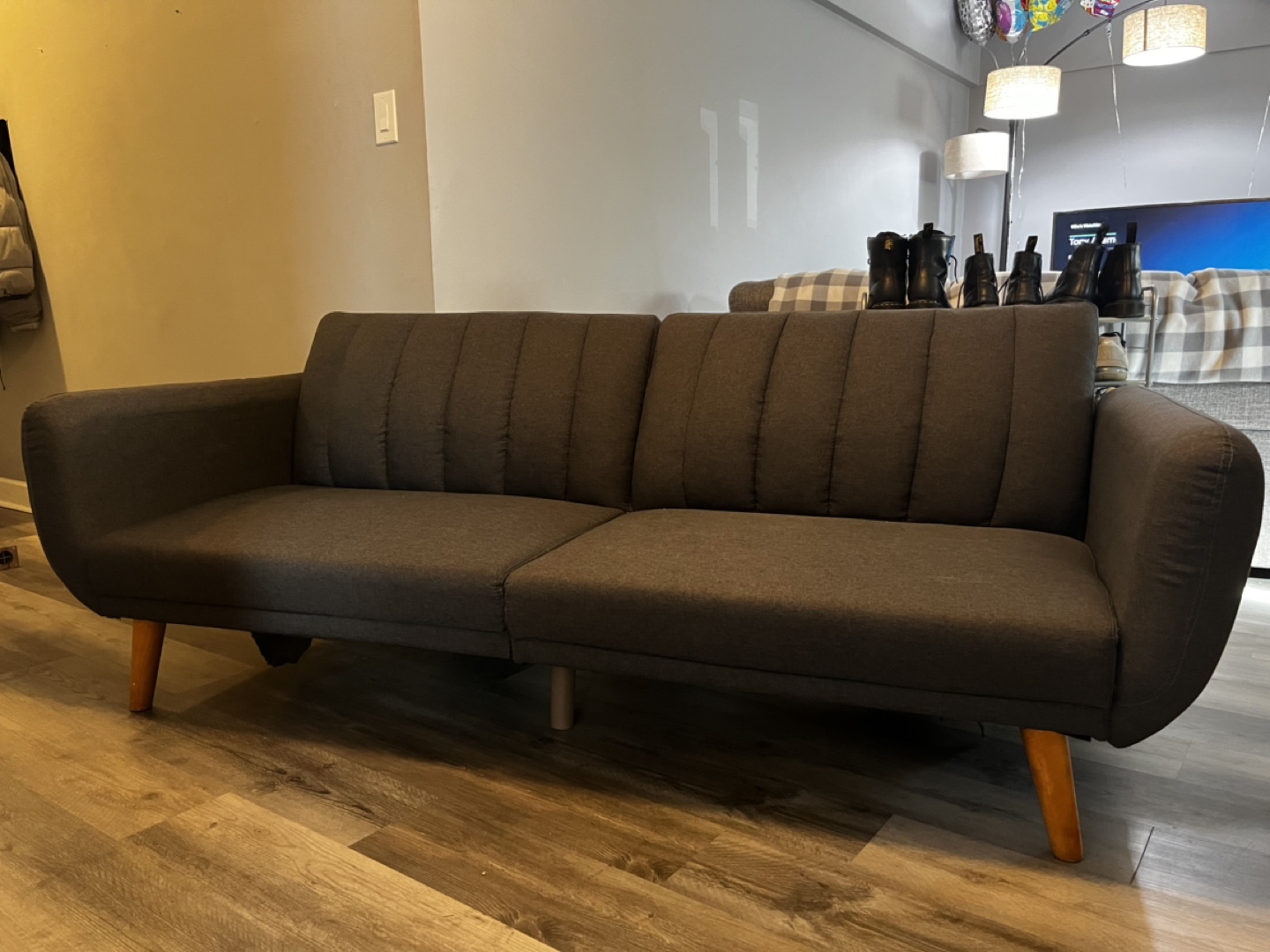 Dark Gray Futon Sofa Bed - photo 3