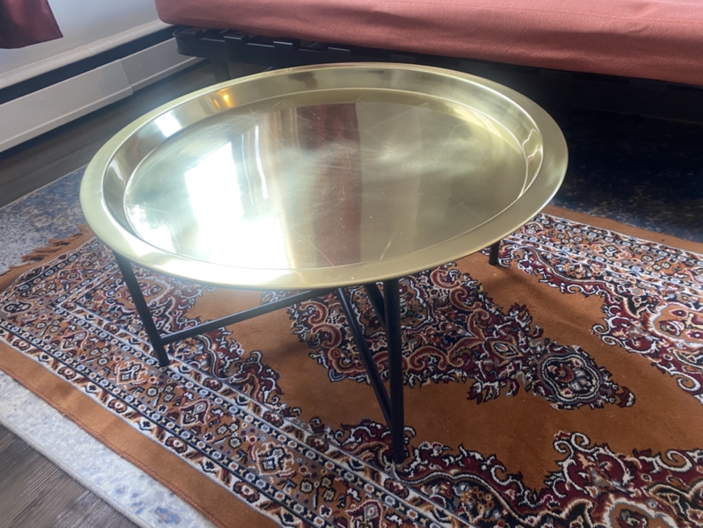 LJUVCoffee Tray table, gold-colour/black, 65x32 cm