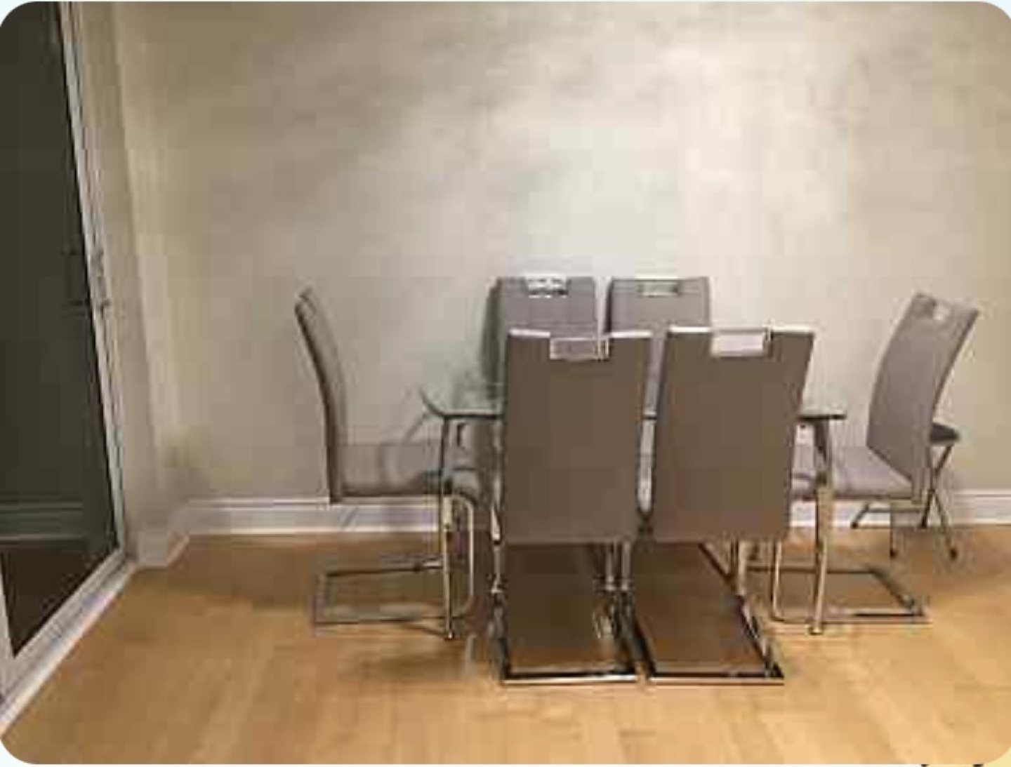 Modern Glass Dining Table with Six Chairs