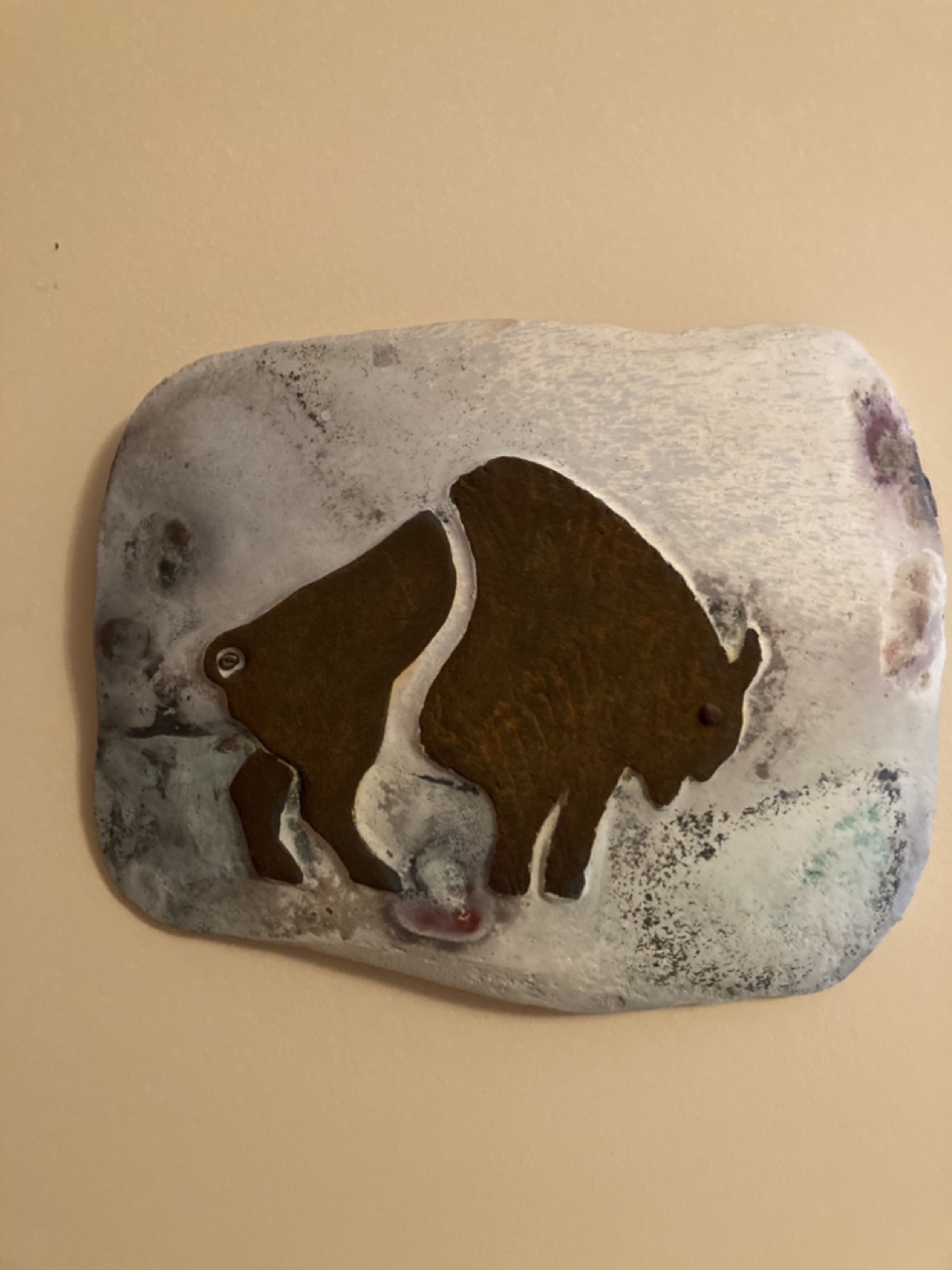 Raku ceramic Bison Wall Hanging