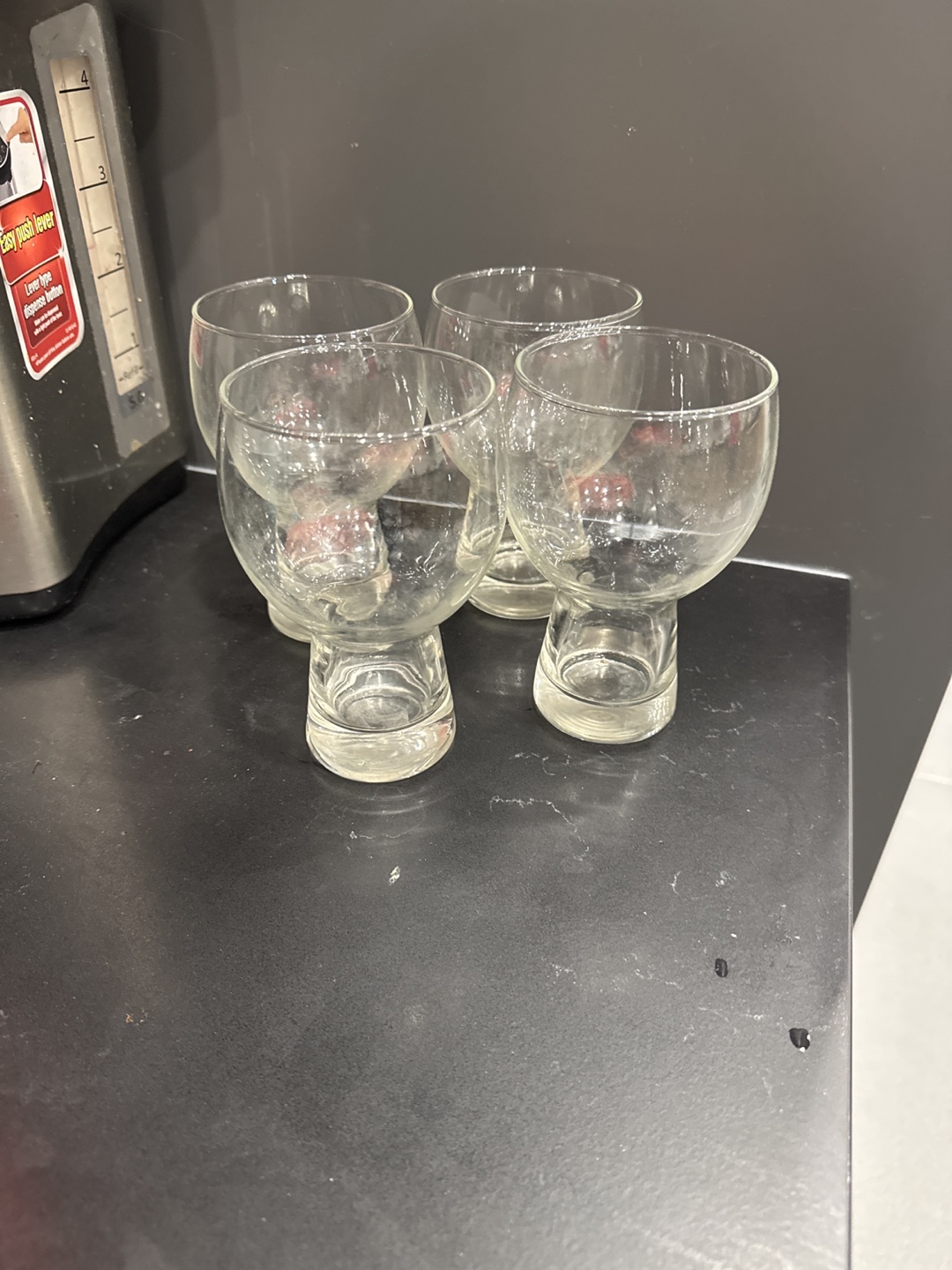 Set of four stemmed glasses