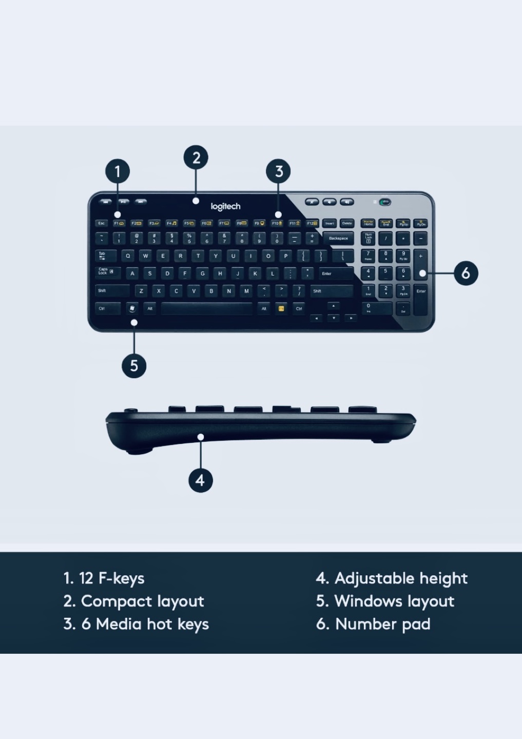Logitech K360 Wireless Keyboard - Compact Design - photo 4