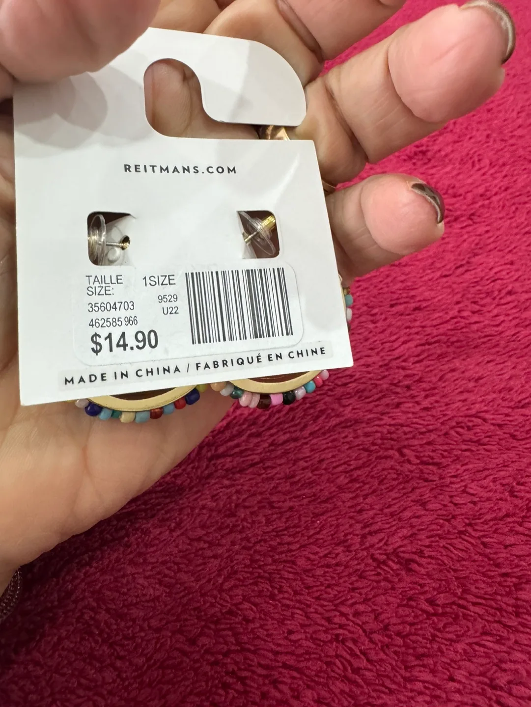 Reitmans Multicoloured Beaded Gold Hoop Earrings image indicator(4)