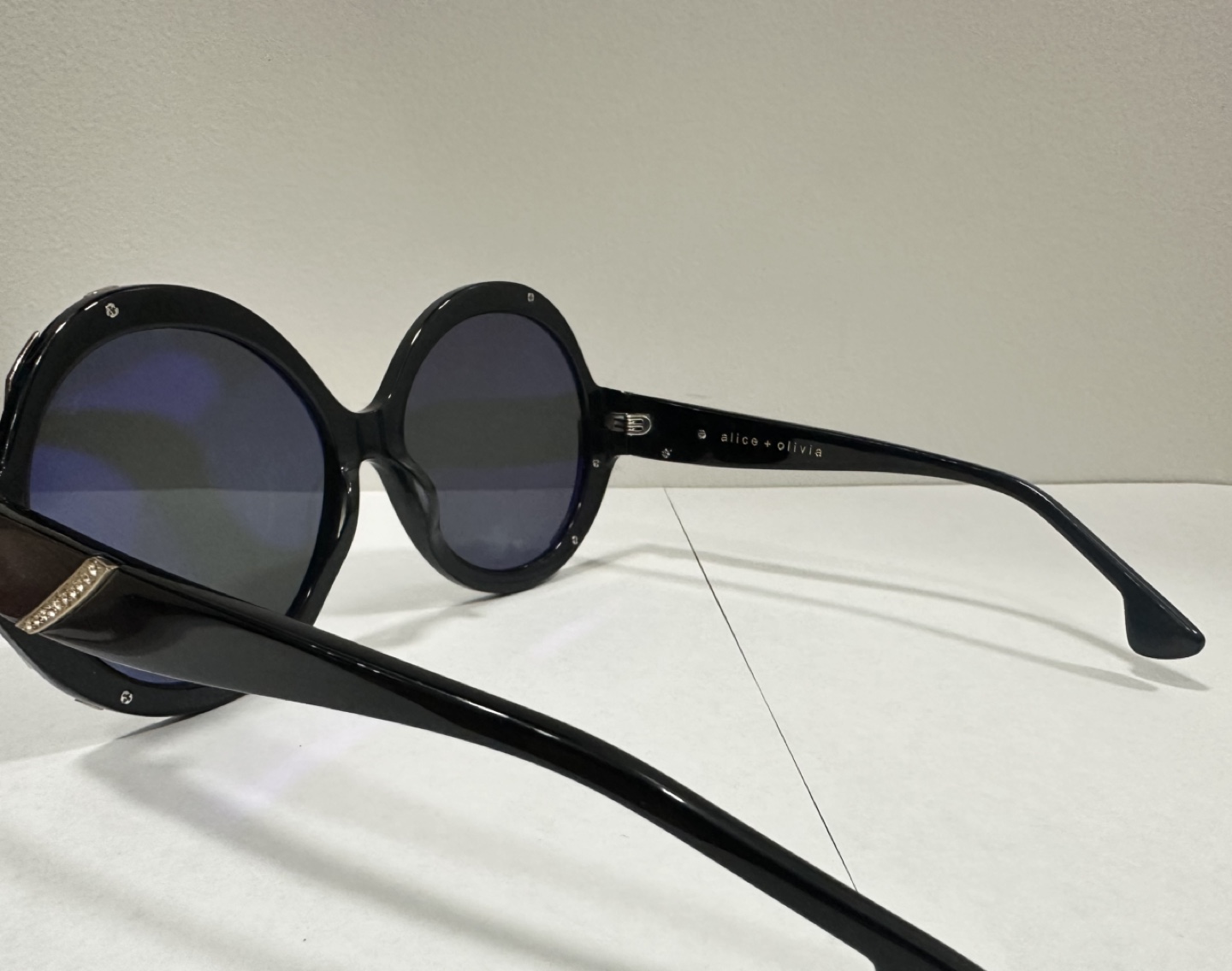 Alice + Olivia Black Oversized Sunglasses with Rhinestone Detail - photo 4