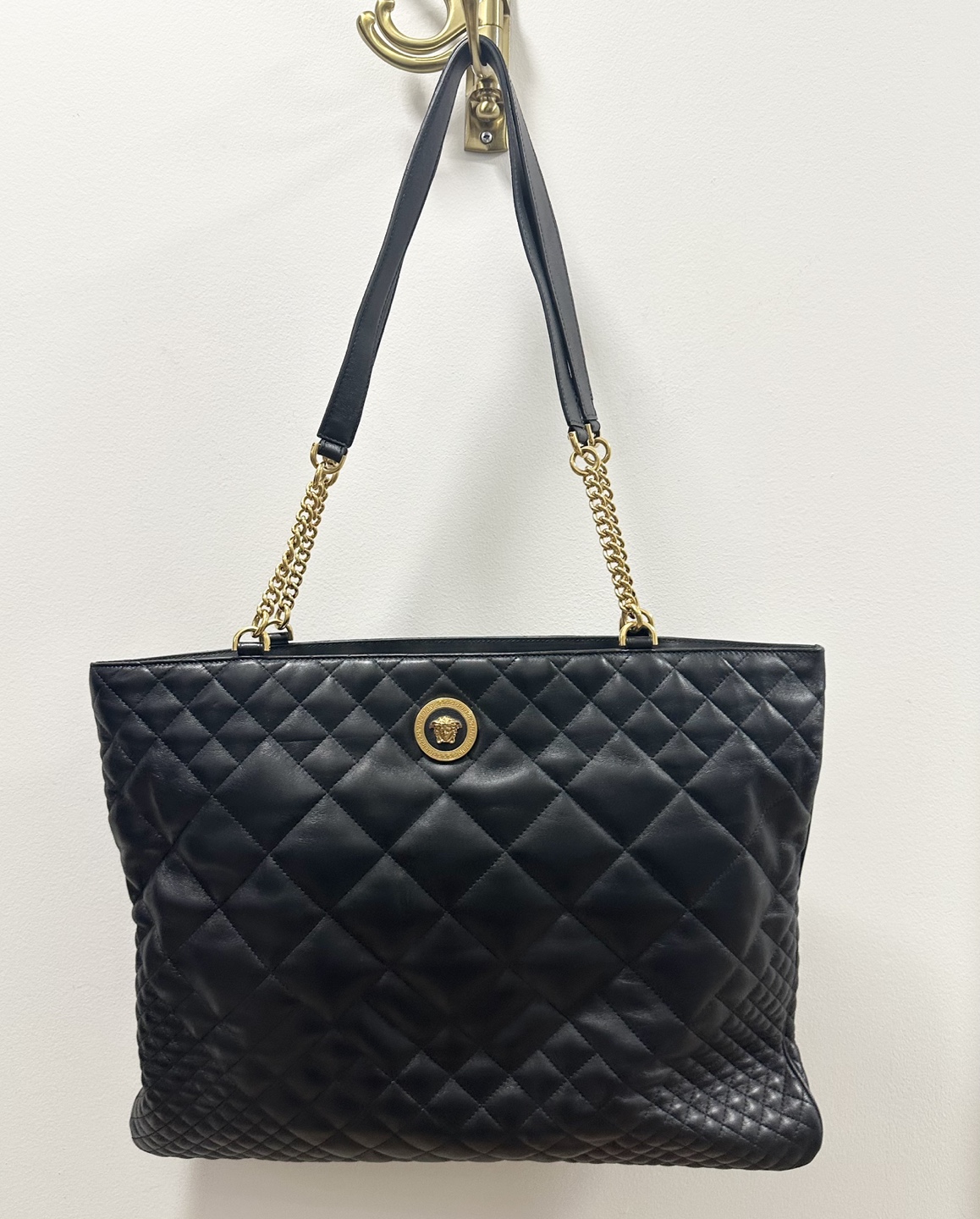 Vintage Versace Quilted Leather Tote Bag