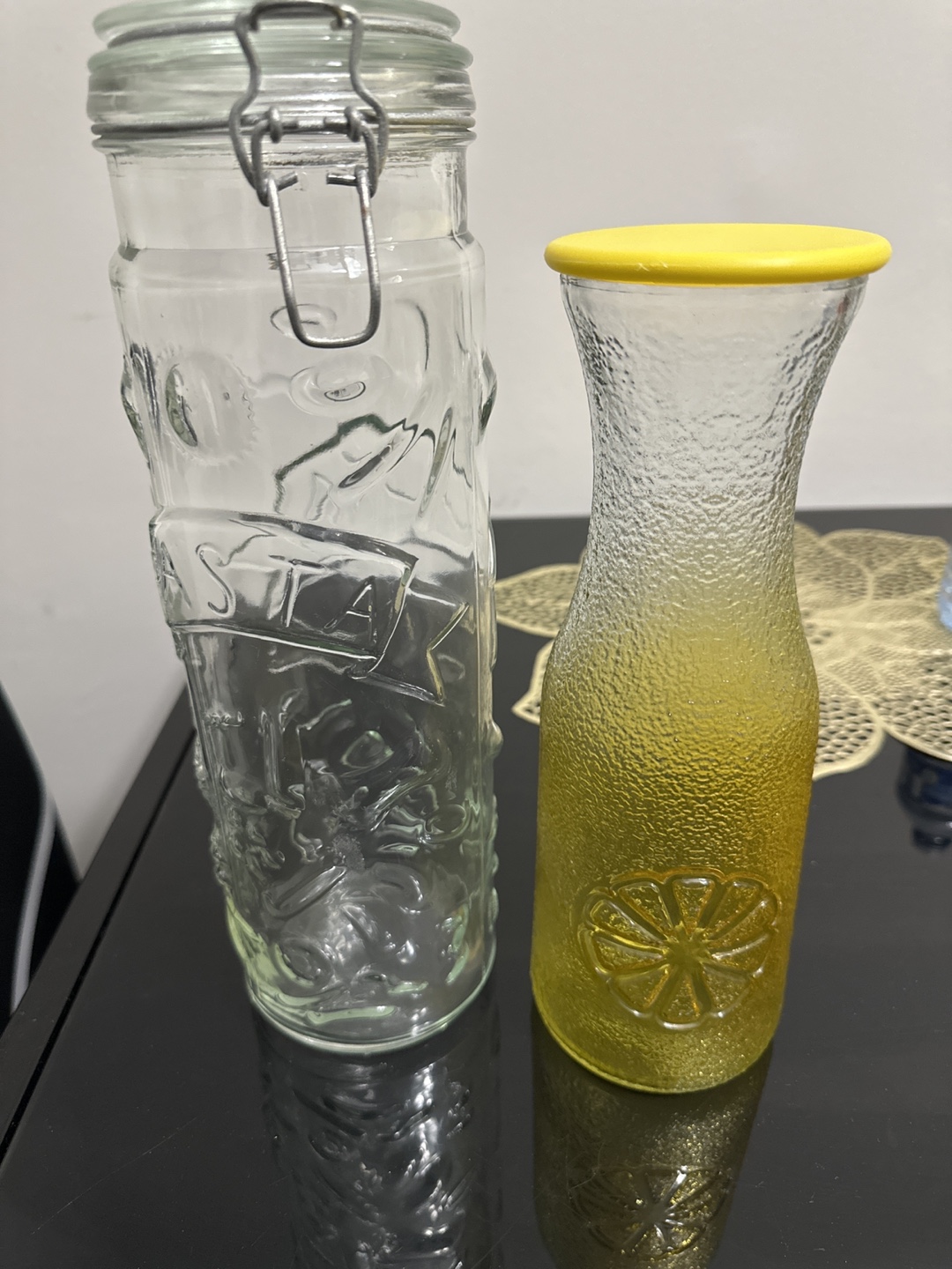 Vintage Glass Beverage Dispenser and Pasta Jar