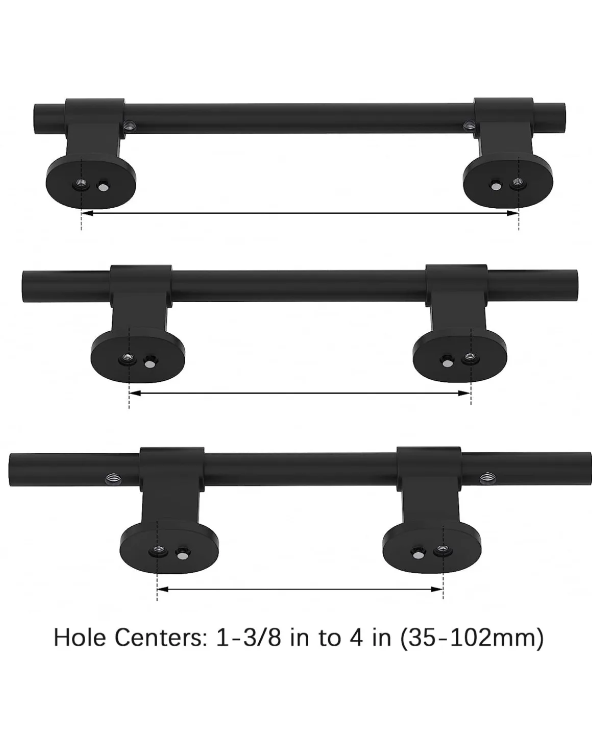 New pack - 8 pack Black Cabinet Hardware - 1-3/8" to 4" image indicator(2)