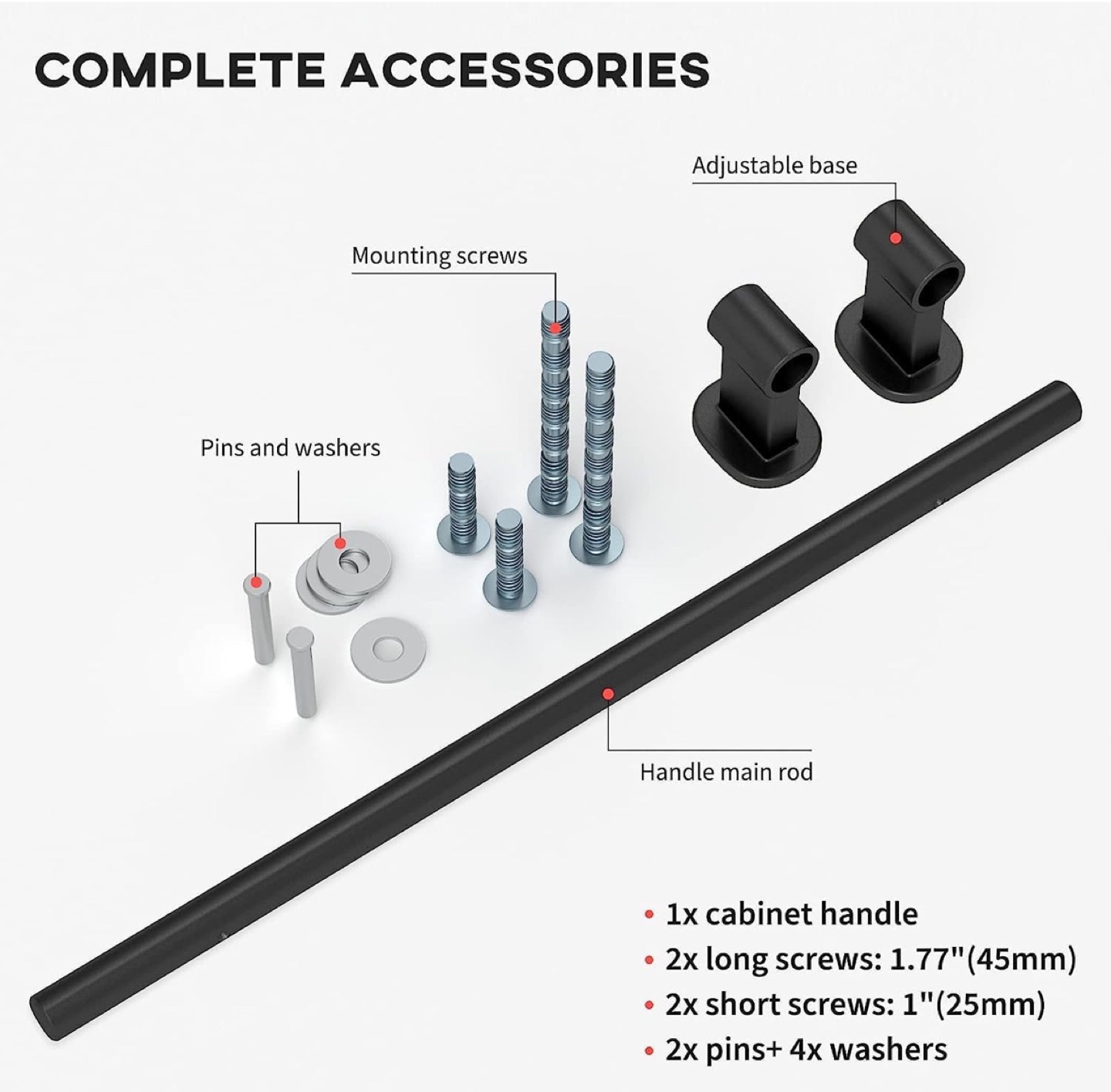 New pack - 8 pack Black Cabinet Hardware - 1-3/8" to 4" - photo 3
