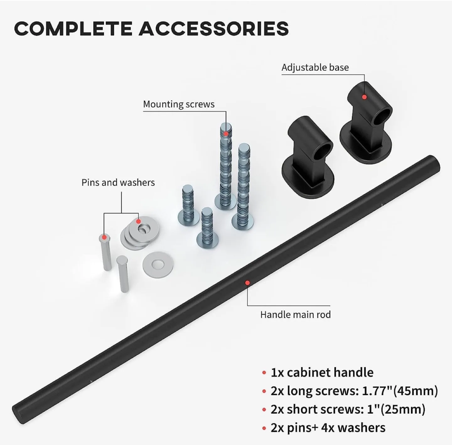 New pack - 8 pack Black Cabinet Hardware - 1-3/8" to 4" image indicator(3)