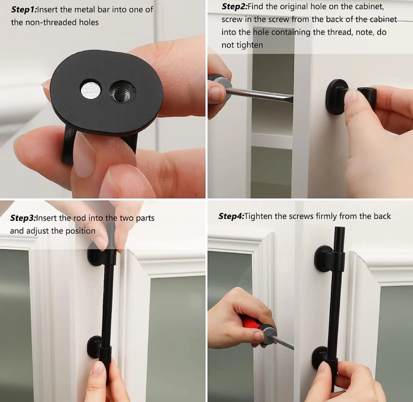 New pack - 8 pack Black Cabinet Hardware - 1-3/8" to 4" image indicator(4)