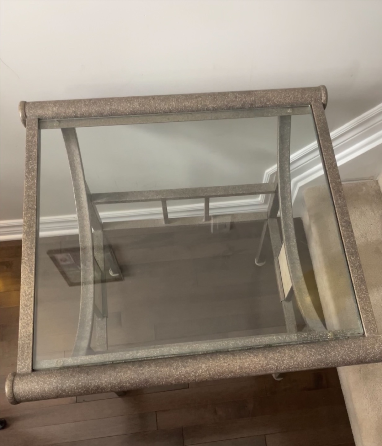 Glass Top Metal Accent Table - photo 3