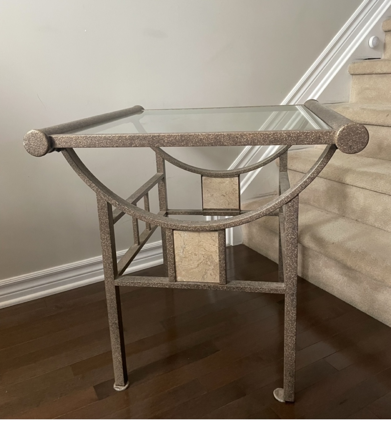 Glass Top Metal Accent Table